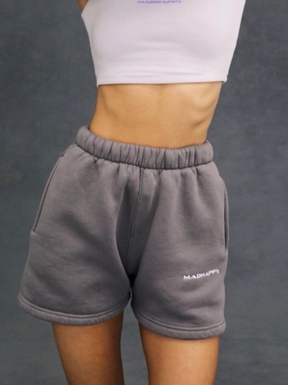 madhappy purple grey sweat shorts